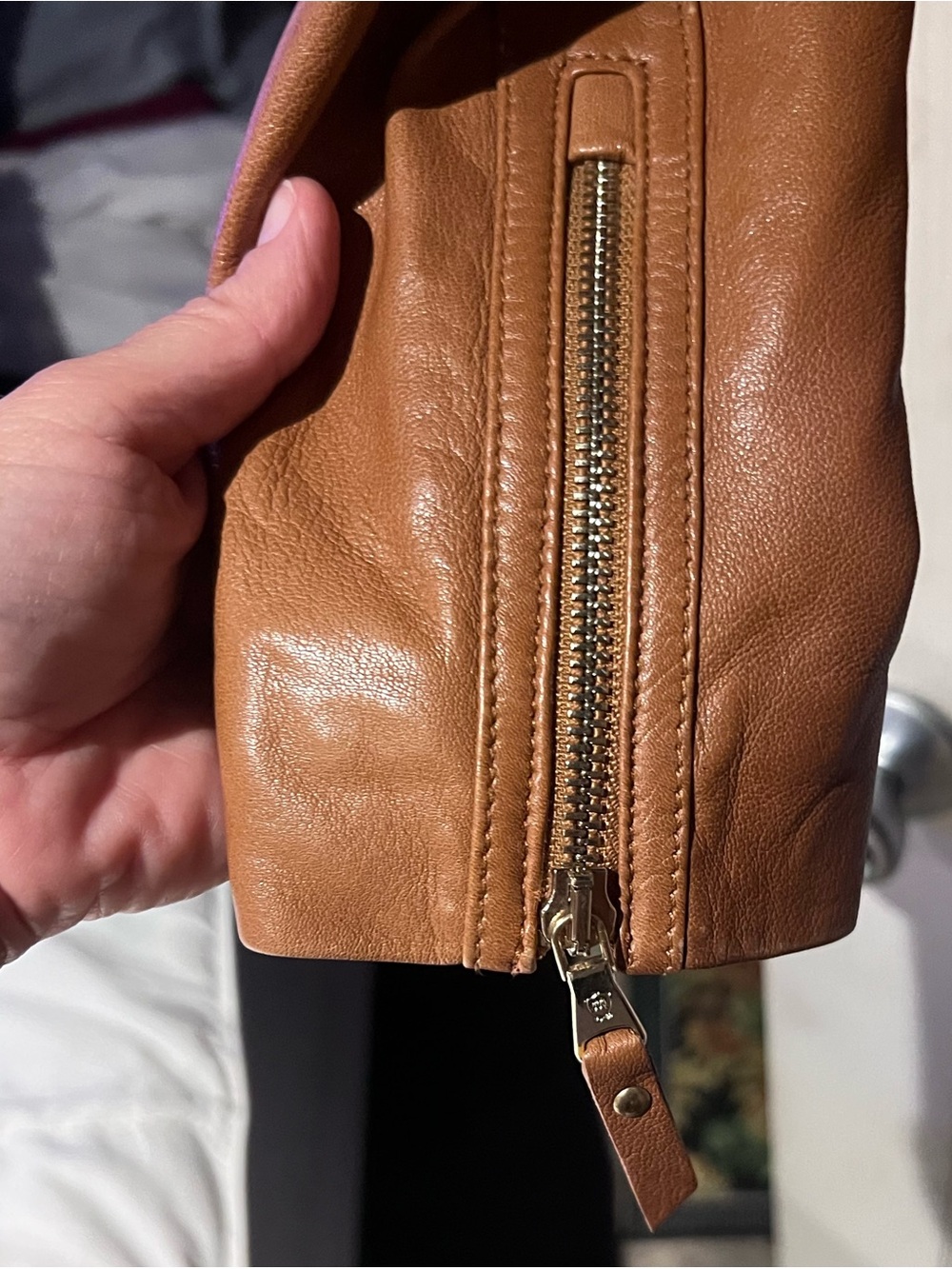Massimo Dutti Cognac Brown Leather Jacket - Picture 4 of 6